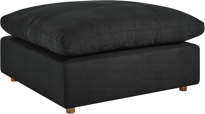 Modway Modular Sofa Commix Down-Filled Overstuffed Upholstered Sectional Sofa Ottoman in Black