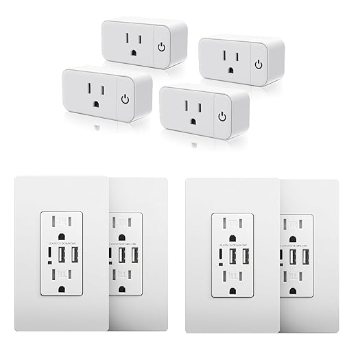 4pcs Smart Plug Mini Bundle with 4pcs 6.0A USB C Wall Outlet