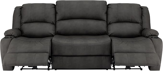 RecPro Charles 94" Powered Triple RV Wall Hugger Recliner | Drop Down Console | RV Furniture with Upgraded 2023 Fabric (Gunmetal)
