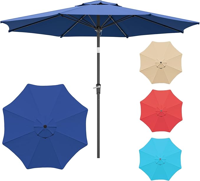 Sannwsg Outdoor Patio Umbrella,Table Umbrella with Push Button Tilt and Crank,Market Umbrella with 8 Sturdy Ribs,Yard Umbrella