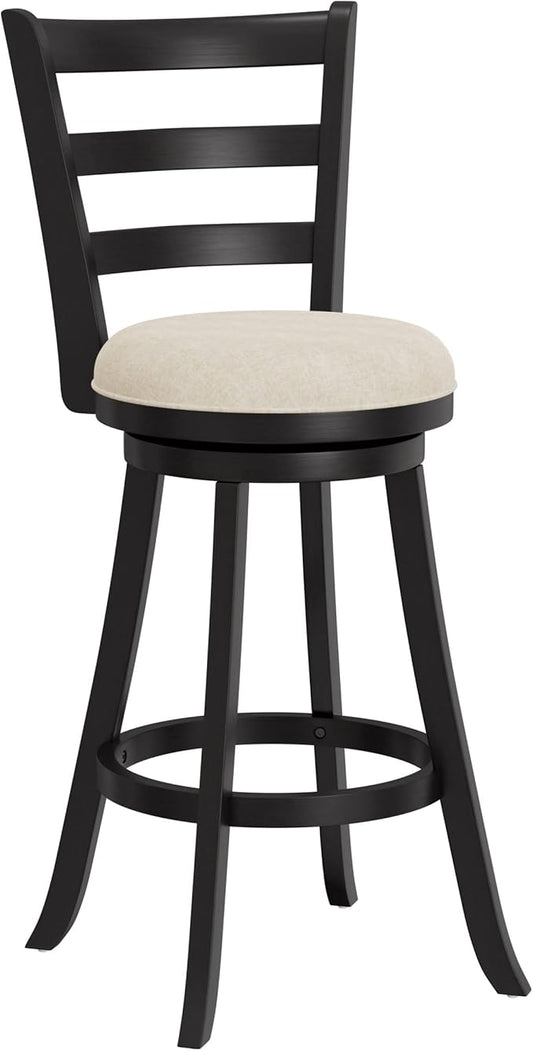 Hillsdale Laymon Modern Wood Swivel Stool with Upholstered Seat, Bar Height, Black