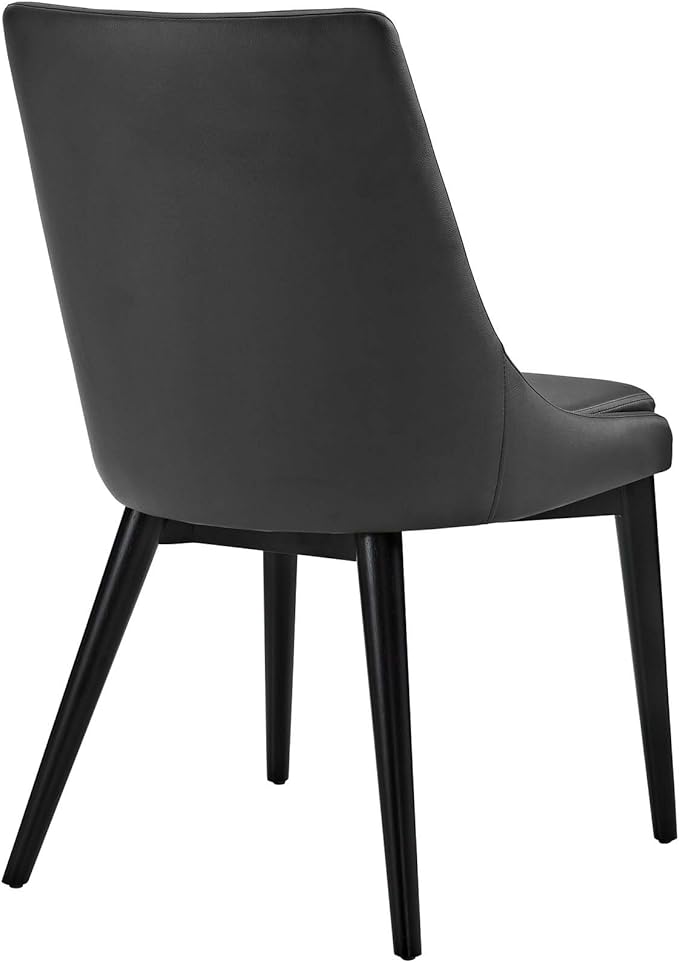 Modway Viscount Mid-Century Modern Faux Leather Upholstered Kitchen and Dining Room Chair in Black