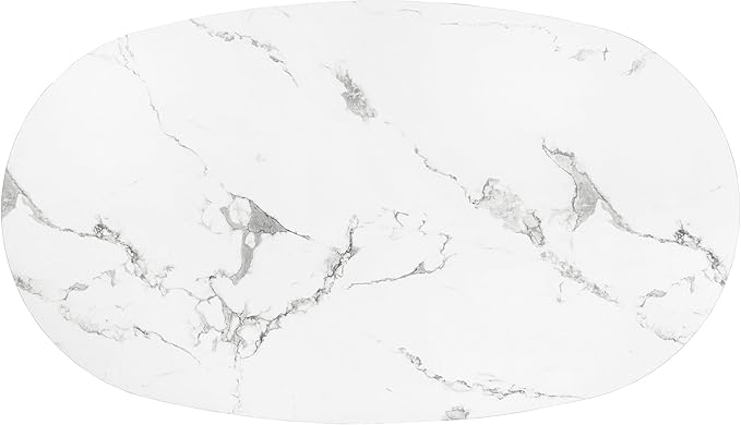 Homes: Inside + Out Elara Modern 54-inch Oval Dining Table with Fluted Pedestal Base, Seats up to 4, for Home Kitchen, Living Room, White