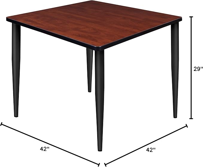 Regency Kahlo 42 in. Square Breakroom Table- Cherry Top, Black Tapered Legs