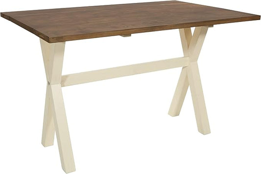 OSP Home Furnishings Albury Farmhouse-Style Flip Top Table with Two-Tone Finish, Antique White Base and Wood Stain Top