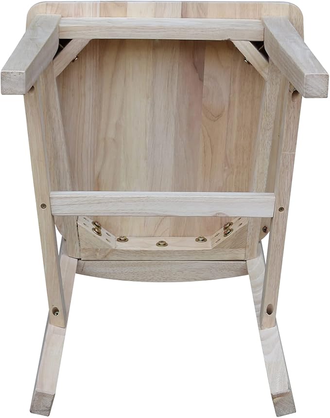 International Concepts San Remo Slat Back Chairs, Solid Parawood, Unfinished (Set of 2)