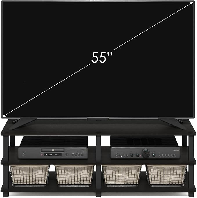Furinno TURN-S-TUBE TV Stand, 3-Tier No Tools Entertainment Center, TV Console for TV up to 46 Inch, for Living Room, Bedroom, Espresso