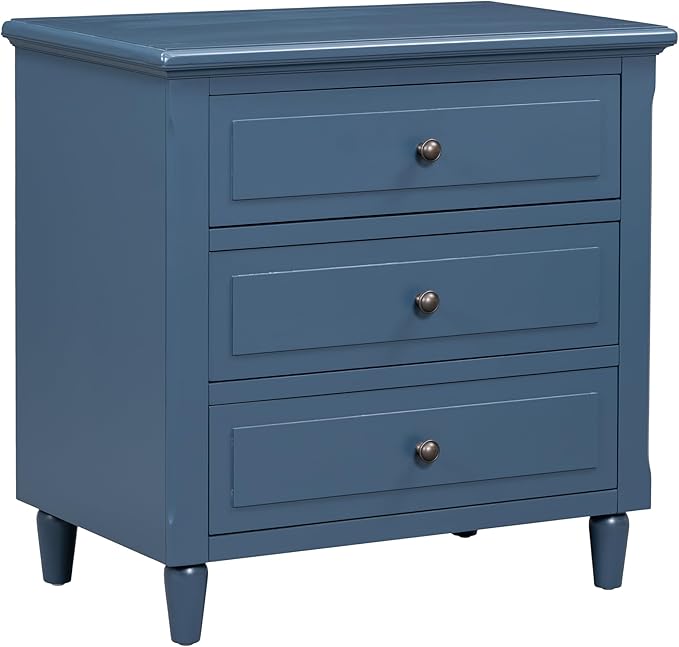 Nightstands with 3 Drawers for Bedroom, Modern Wood Bedside End Table