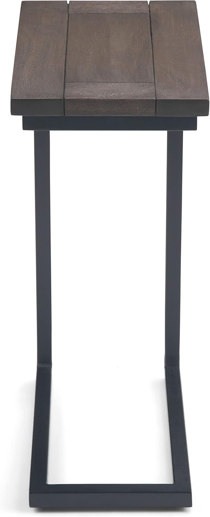 SIMPLIHOME Skyler C-Side Table - 18" Wide x 24" High Solid Mango Wood and Metal Slide-Under Table in Walnut Brown, Industrial Accent Table or End Table for Living Room with Open Frame, Assembled