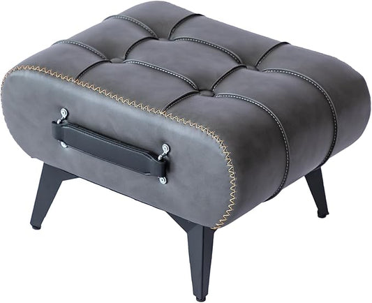Small Footstool Ottoman - Stylish and Functional Faux Leather Footrest for Extra Seating in Living Room, Entryway, or Office