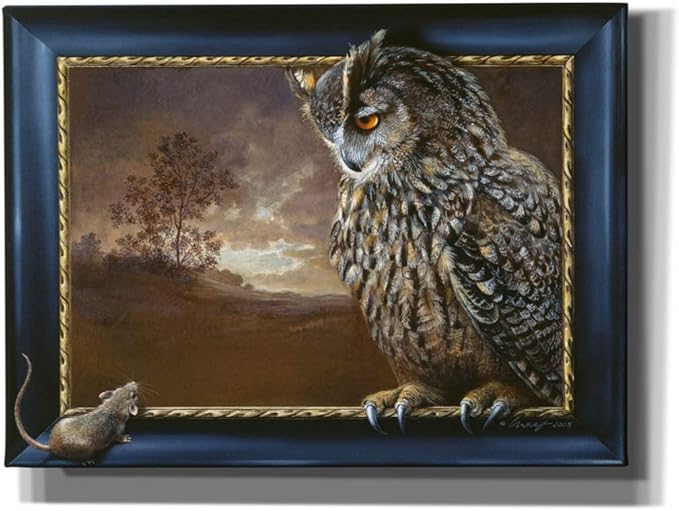 Epic Graffiti 'Eagle Owl And Mouse' by Harro Maass, Canvas Wall Art, 54"x40"