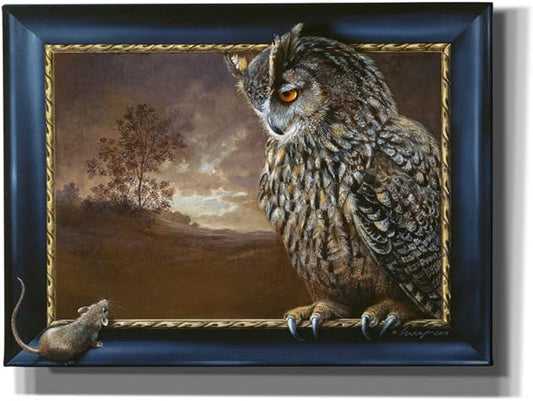 Epic Graffiti 'Eagle Owl And Mouse' by Harro Maass, Canvas Wall Art, 54"x40"