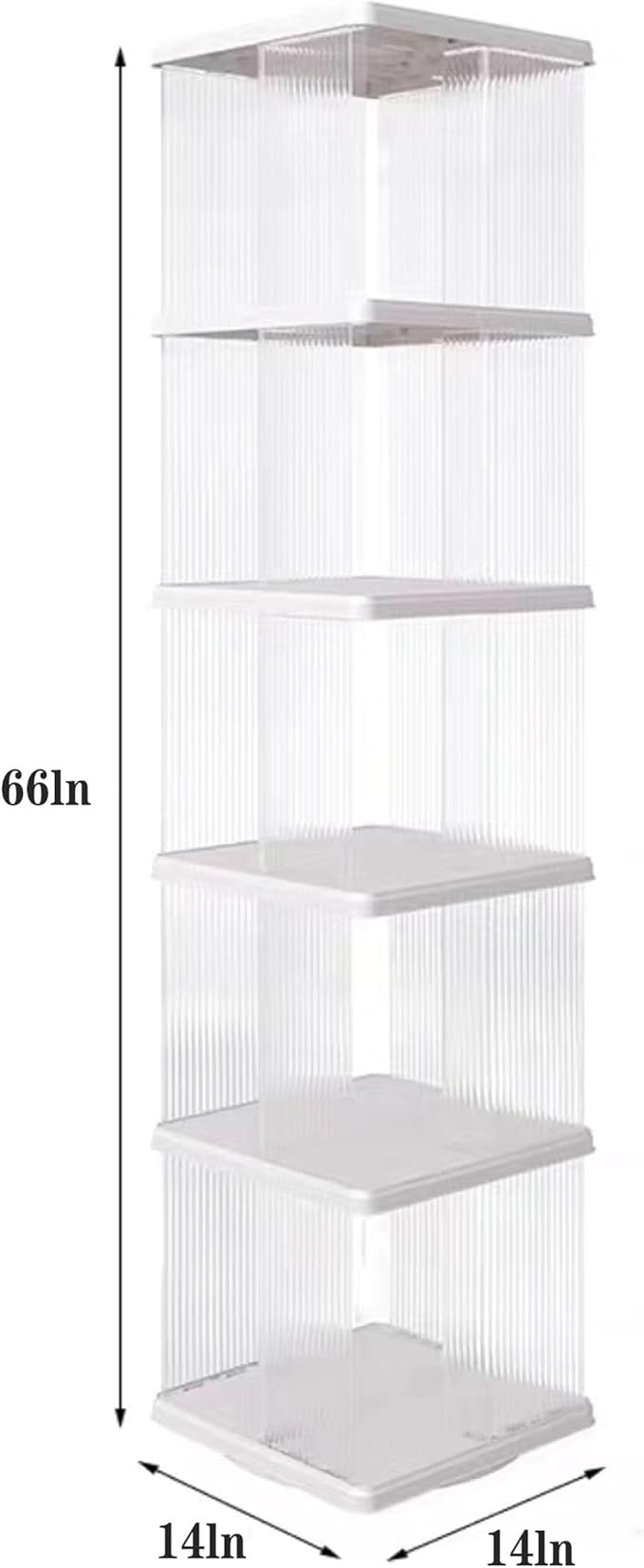 5 Tier Rotating Bookshelf Tower, 360° Rotating Bookshelf, Space Saving Rotating Bookshelves, Revolving Bookcase Suitable for Bedrooms, Living Rooms, Studies and Offices, White, Lazy Susan