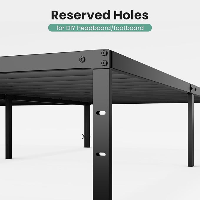 Sweetcrispy Queen Size 12 Inch Platform Bed Frame, Heavy Duty Metal Foundation Frame, Noise-Free Sturdy Steel Slats, Underbed Storage, No Box Spring Needed, Quick Setup