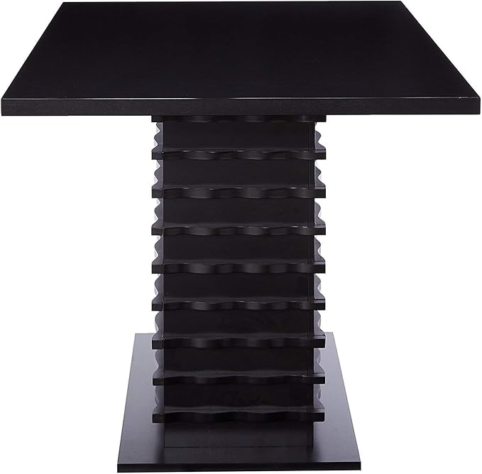 King's Brand Black Finish Wood Wave Design Dining Room Kitchen Table