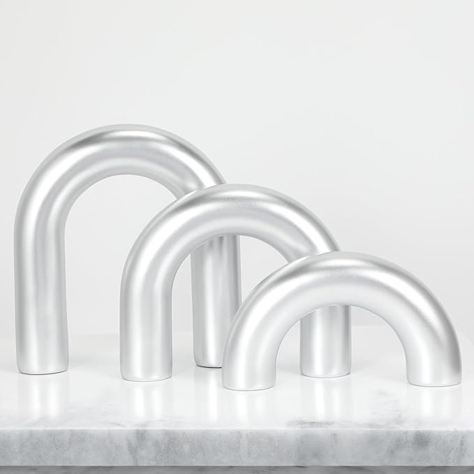 HMASYO 3Pcs Sliver Arch Decorative Objects Statue, Coffee Table Bookshelf Aesthetic Decor for Living Room Bedroom, Knick Knacks Home Table Top Decor for Shelves Boho Office Decor