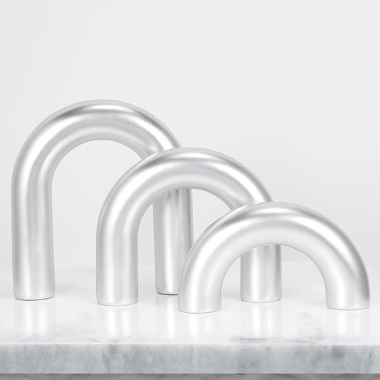 HMASYO 3Pcs Sliver Arch Decorative Objects Statue, Coffee Table Bookshelf Aesthetic Decor for Living Room Bedroom, Knick Knacks Home Table Top Decor for Shelves Boho Office Decor