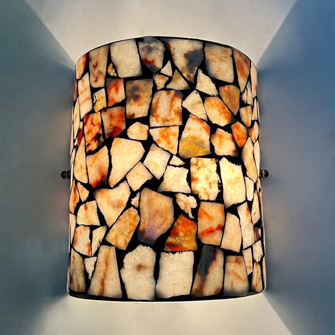 ARTZONE Tiffany Wall Sconces, Natural Shell Lampshade Mosaic Wall Light for Bedroom, Stairway, Corridor