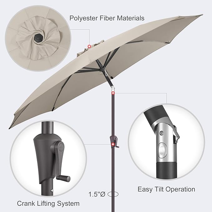 10 FT Outdoor Patio Umbrella - Table Umbrella Waterprool UV Protection, Sombrillas de Patio with Push Button Tilt, Sun Umbrella for Pool, Porch, Garden, Deck, Backyard (Taupe)