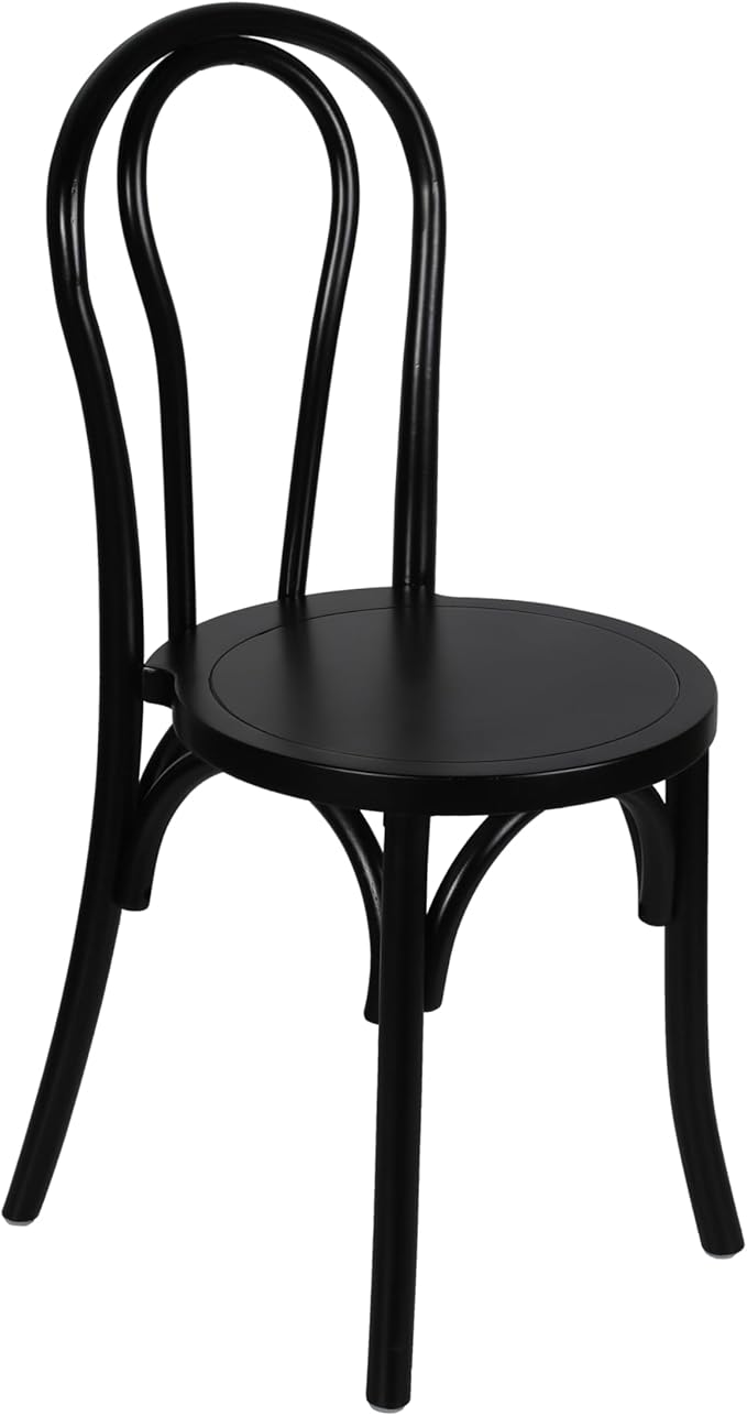 Flash Furniture Betsy Commercial Solid Wood Dining Chair, Thonet Style, Stackable Design, Mortise and Tenon, 350 lbs. Static Weight Capacity, Black