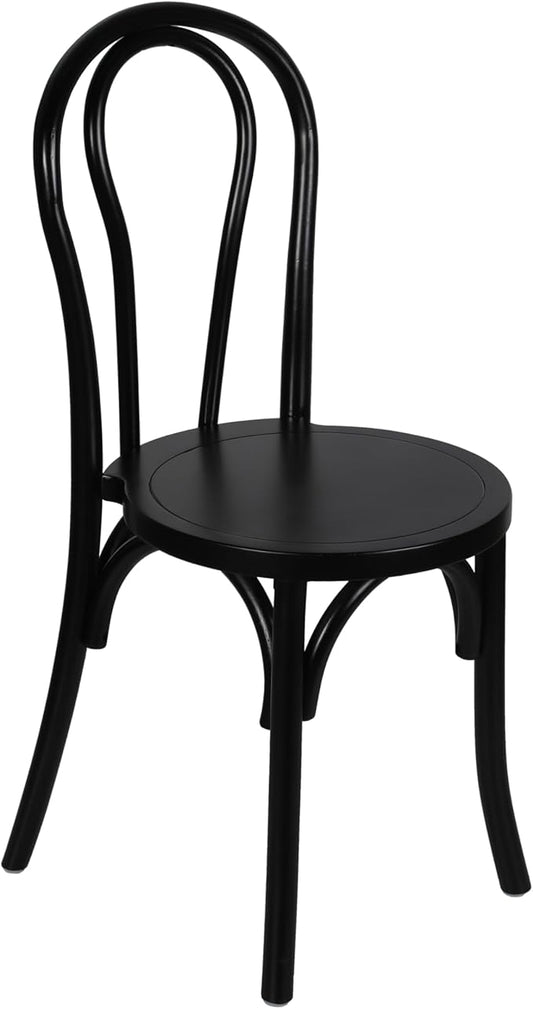 Flash Furniture Betsy Commercial Solid Wood Dining Chair, Thonet Style, Stackable Design, Mortise and Tenon, 350 lbs. Static Weight Capacity, Black
