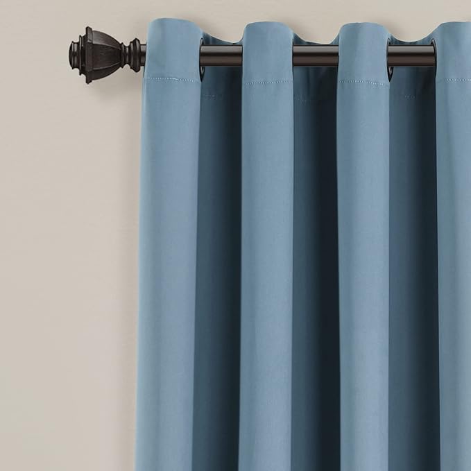 Lush Decor Insulated Grommet Blackout Window Curtain Panels, Pair, 52" W x 84" L, Dusty Blue - Classic Modern Design - Chic Window Decor - Long Curtains For Living Room, Bedroom, Or Dining Room