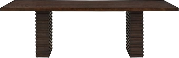 Christopher Knight Home Kaiya Modern Minimalist Wood Dining Table for 6-10 People, Rectangular Dining Room Table, Pedestal Kitchen Table, Ideal for Restaurant/Family Gatherings, Dark Brown