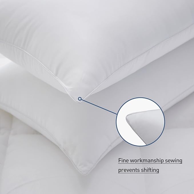 Acanva Bed Pillows 2 Pack Hotel Collection Luxury Soft Inserts for Sleeping-Breathable and Comfortable for Stomach Back Sleepers, Standard Size(Pack of 2), White