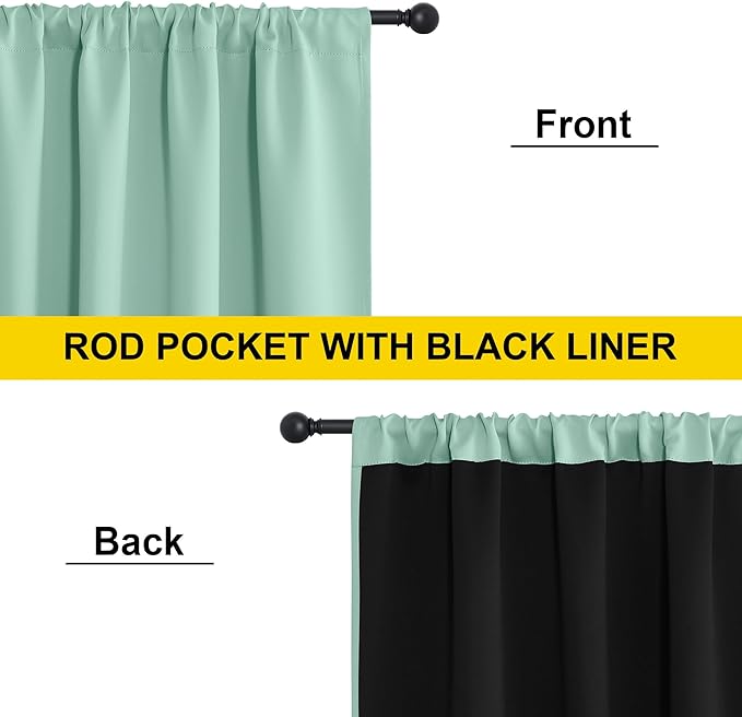 NICETOWN Aqua Blue 52x84 Inch 100% Blackout Curtains, 2 Panels Energy Smart & Noise Blocking Out Drapes for Living Room Window, Thermal Insulated Guest Room Lined Window Dressing, Rod Pocket