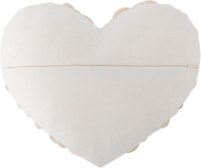 JWH Heart Flower Throw Pillow Covers Decorative Floral Shaped Accent Cushion Soft Pillowcase for Sofa Couch Living Room Bed Chair 14x16 Inches Creamy White