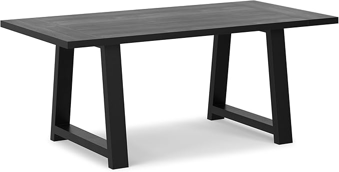 SIMPLIHOME Whitley Dining Table - 72 inch Wide Solid Mango Wood Rectangular Table in Black, Modern Farmhouse Style for Dining Room or Kitchen with Extra-Thick Trestle Base, Seats 6