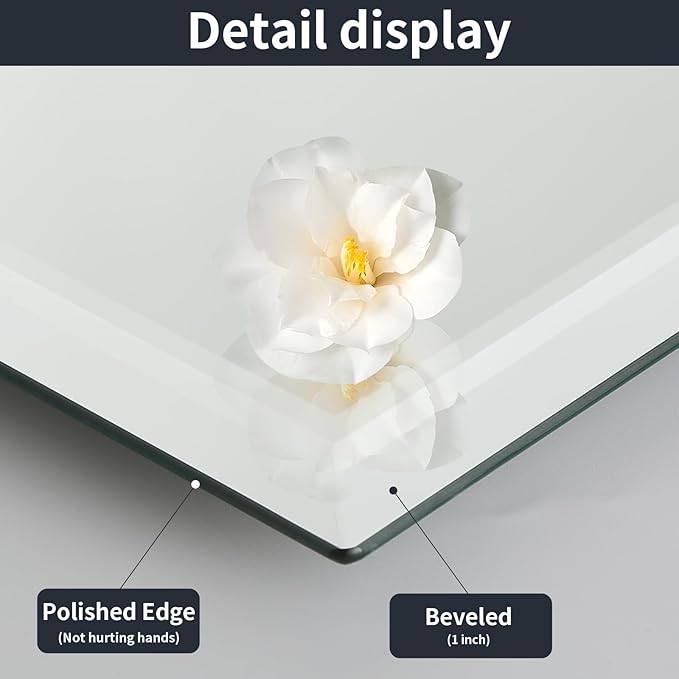 24x36 Inch Frameless Wall Mirror with 1" Beveled Edge, Frameless Rectangle Mirror for Bathroom, Vanity, Living Room