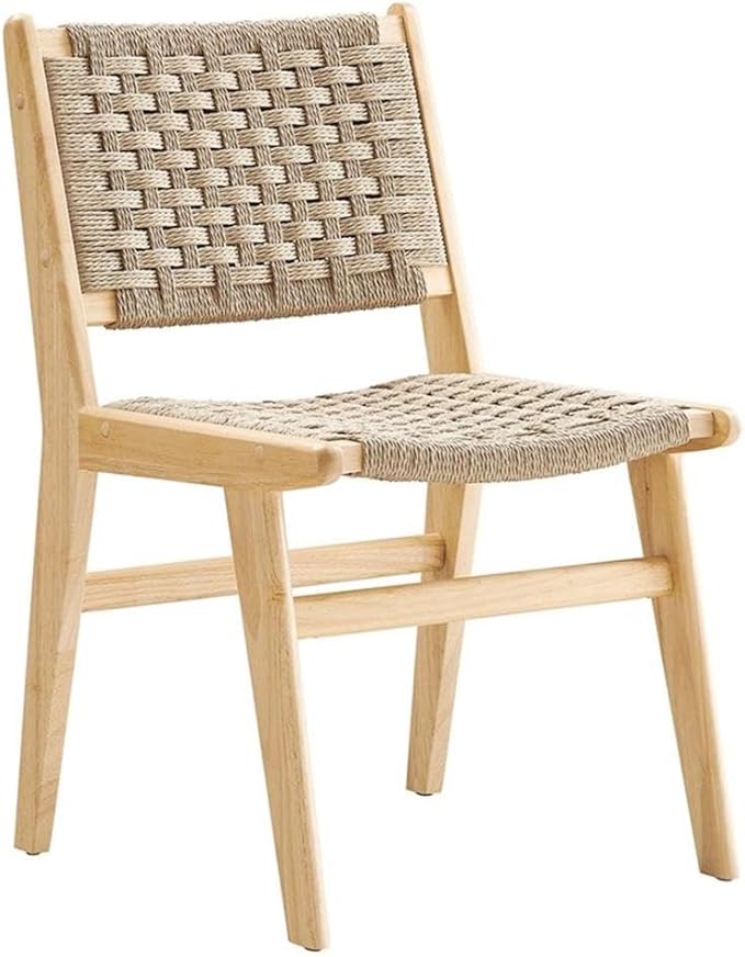 Modway Saoirse Woven Rope Wood Dining Side Chair in Natural Natural