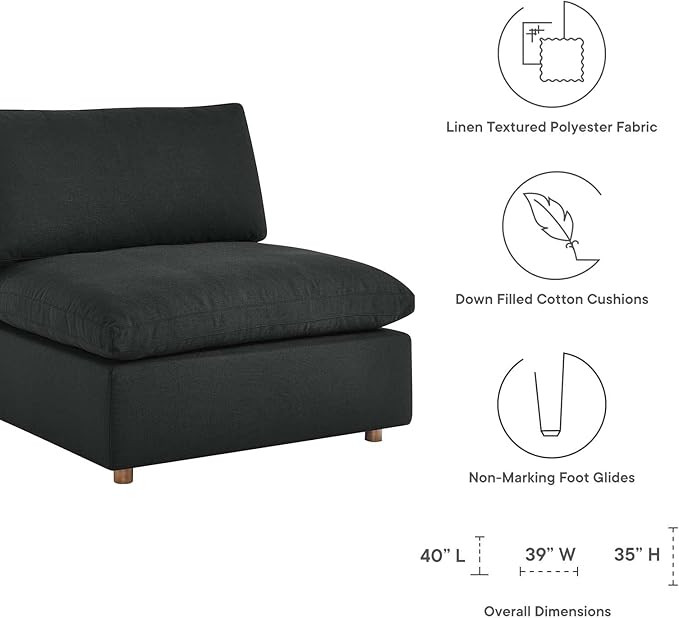 Modway Commix Down-Filled Overstuffed Upholstered 5-Piece Sectional Sofa Set
