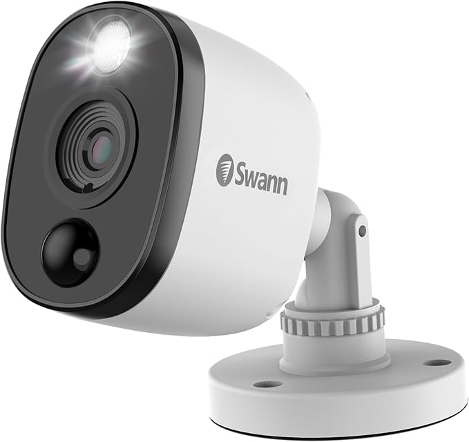 Swann Add-On DVR Bullet Security Camera System with Sensor Spotlight, 1080p Full HD Video, Indoor or Outdoor Design, Dusk to Dawn Color Night Vision Plus True Detect™ Heat and Motion Detection