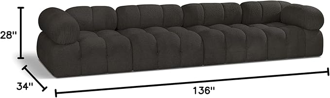 Meridian Furniture 611Brown-S136A Ames Collection Modern | Contemporary Modular Sofa with Rich Brown Boucle Fabric, Modular to Create Infinite Configurations, 136" W x 34" D x 28" H, Brown