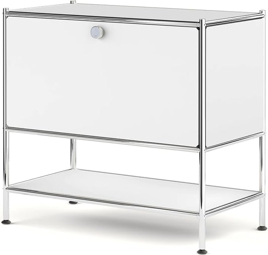 Metal Sidetable with Flap Door, 27.5" Height - DIY Modern Furnishing for Home, Office, Foyer, Bedroom - Night Stand, Book Shelf, Bookshelf, Cube Storage Organizer, Bedside Table (White)