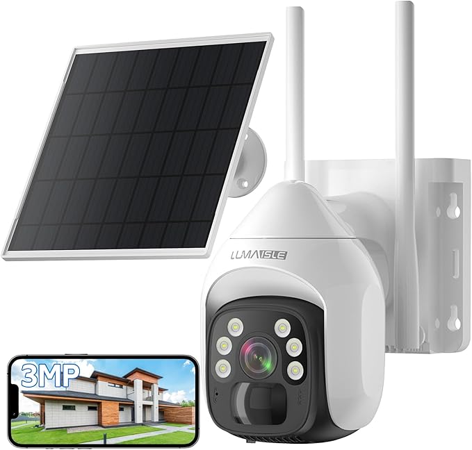 Solar Security Cameras Wireless Outdoor, 2K Pan/Tilt 360° WiFi Cameras for Home Security, Battery Powered Camera with Spotlights, Color Night Vision,Siren,Human Detection,Support 5G&2.4GHz Dual WiFi