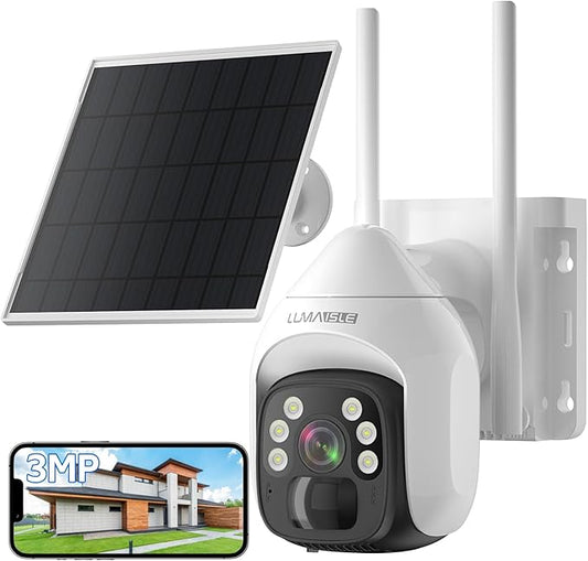 Solar Security Cameras Wireless Outdoor, 2K Pan/Tilt 360° WiFi Cameras for Home Security, Battery Powered Camera with Spotlights, Color Night Vision,Siren,Human Detection,Support 5G&2.4GHz Dual WiFi