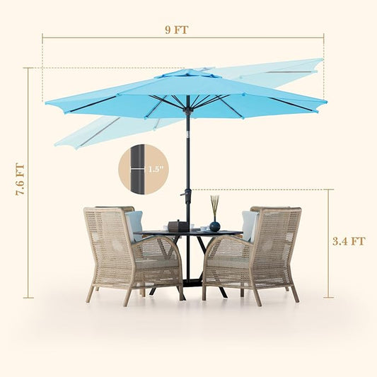 Sannwsg Outdoor Patio Umbrella,Table Umbrella with Push Button Tilt and Crank,Market Umbrella with 8 Sturdy Ribs,Yard Umbrella