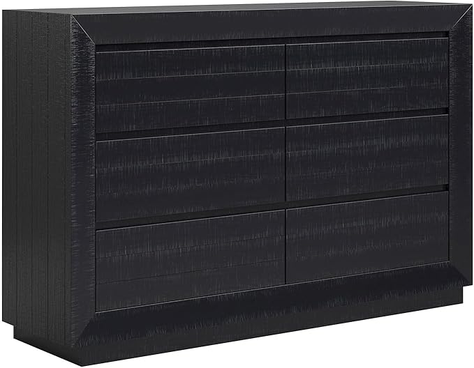 Signature Design by Ashley Londer Casual 6-Drawer Dresser with Safety Stop and Felt Lined, Black