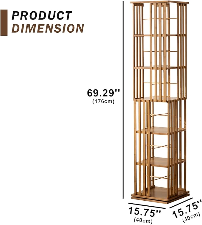 latifolia 6 Tier Book Shelf,Modern Bookshelves Organizer,Brown