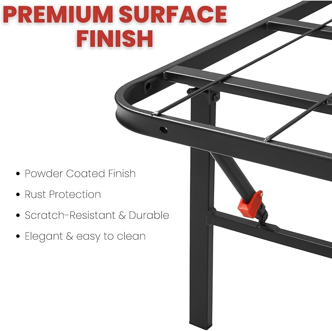 Golden Gate Beds Foldable Metal Bed Frame – Sturdy Iron Platform, No Box Spring Needed, Portable & Collapsible, Heavy Duty, Easy Assembly, Noise-Free, Under Bed Storage – California King (Black)