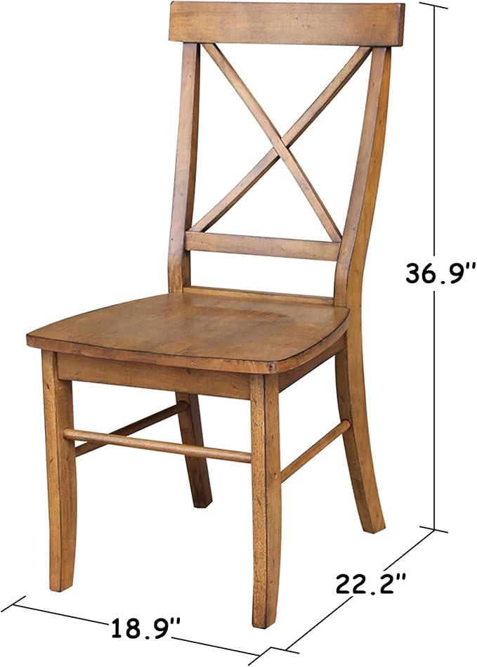 IC INTERNATIONAL CONCEPTS 36" Round Top Pedestal Ext Table with 12" Leaf and 4 X-Back Rta Chairs
