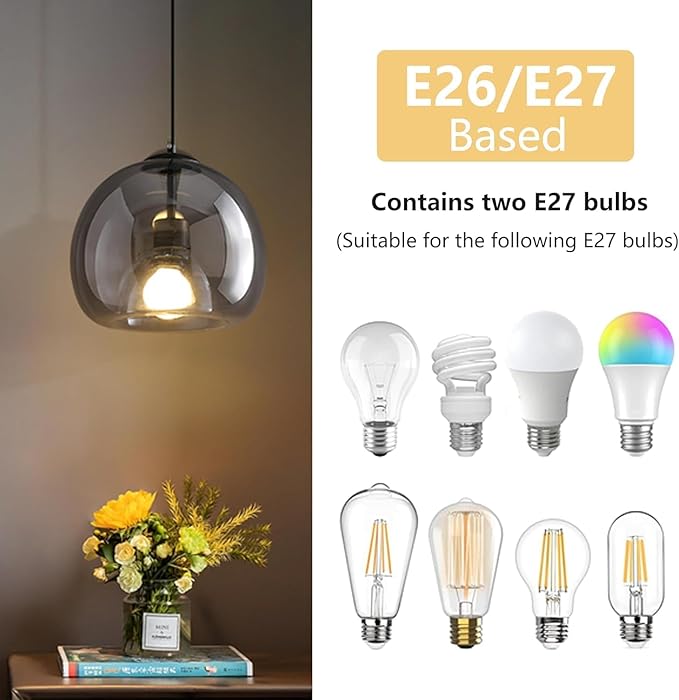 3-Pack Large Smoke Glass Pendant Lights for Kitchen Island, Includes Extra Bulbs & 4.26FT Adjustable Cord, Modern Pendant Lighting Fixtures for Kitchen, Dining Room, Living Room