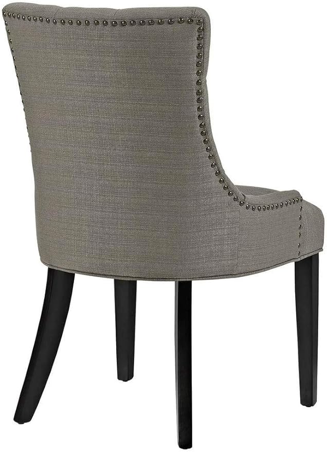 Modway Regent Modern Tufted Upholstered Fabric Two Dining Chairs with Nailhead Trim in Granite