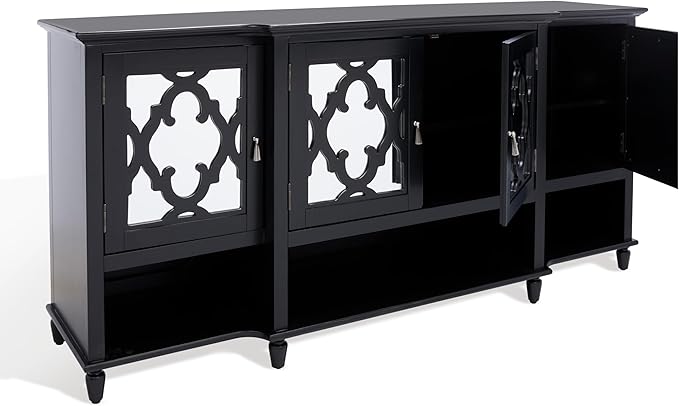 SAFAVIEH Couture Collection Juliette Black Mirrored 4-Door Storage Sideboard