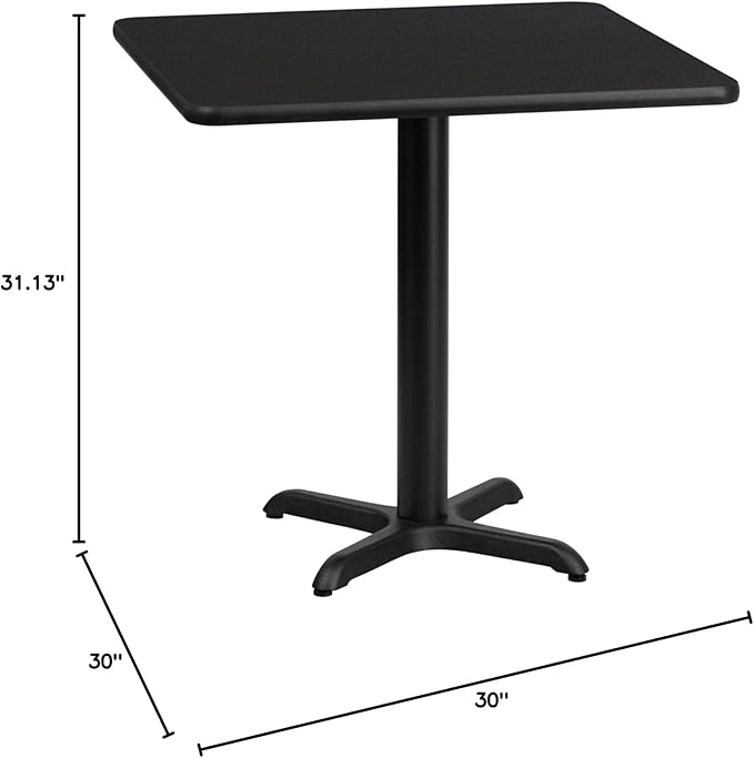 Flash Furniture 30'' Square Black Laminate Table Top with 22'' x 22'' Table Height Base