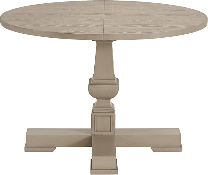 ROME + OAK Rumson Modern Dining Table, 44-Inch Round Tabletop with Sturdy Pedestal Base, Rustic Beige - Natural Wood Furniture Piece for Homes