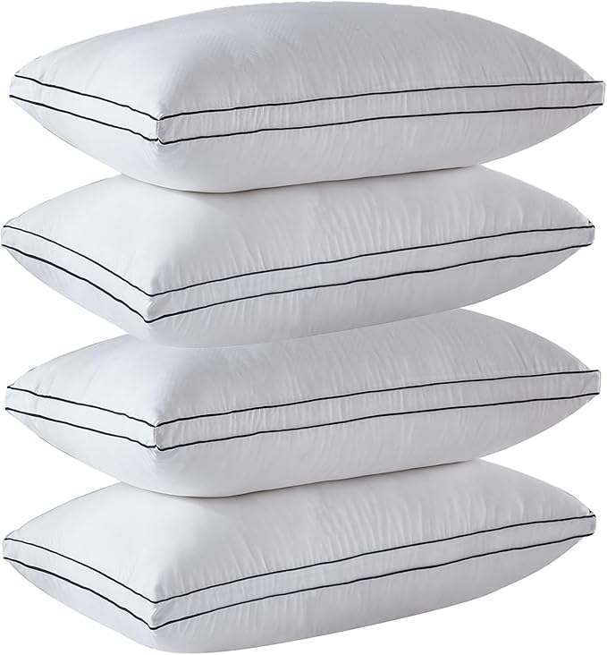 Gehannah Bed Pillows for Sleeping, Luxury Plush Soft Pillow with Home and Hotel, Breathable Microfiber Cover Skin-Friendly Pillows for Side Back Sleepers (White, Standard (Pack of 4))